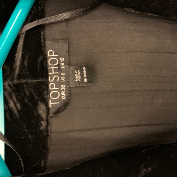 TopShop Black Crushed Velvet Blazer Jacket Cardigan Womens Small Size 6 - Picture 3 of 4